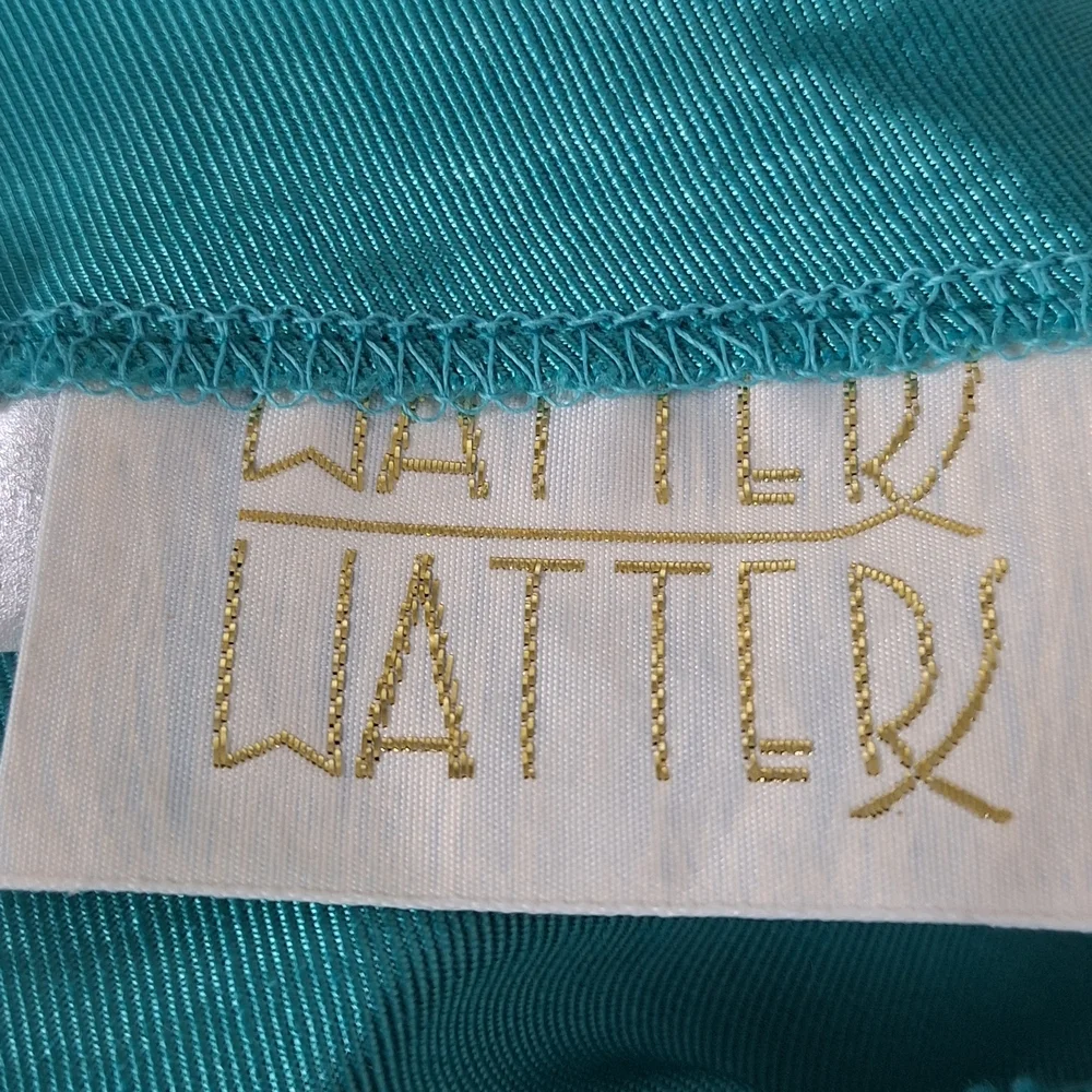 Watters & Watters Green Victorian Puff Sleeves Front Bow Peplum Top Size 14 - Picture 5 of 14